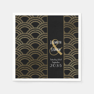 Elegant Gatsby Art Deco 1920-tal Guld Bröllop Pappersservett