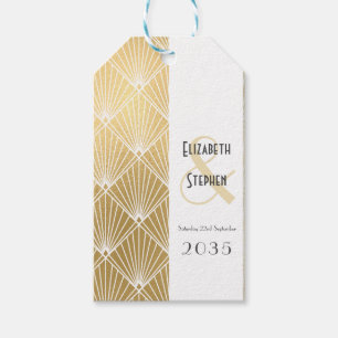 Elegant Gatsby Art Deco 1920-tal Guld Bröllop Presentetikett