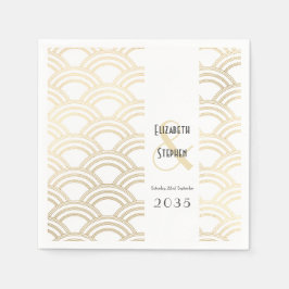 Elegant Gatsby Art Deco 1920's Guld Bröllop Napk Pappersservett