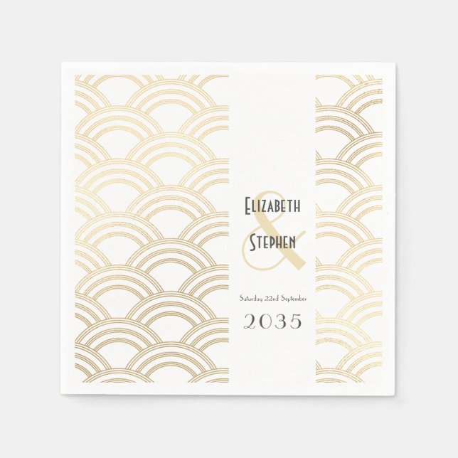 Elegant Gatsby Art Deco 1920's Guld Bröllop Napk Pappersservett (Framsidan)