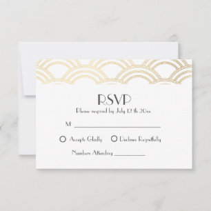 Elegant Gatsby Art Deco Guld Bröllop OSA Kort