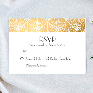 Elegant Gatsby Art Deco Guld Bröllop OSA Kort