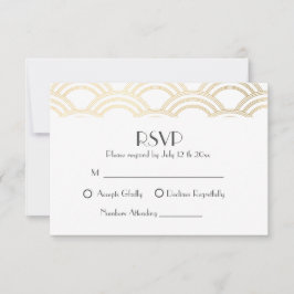 Elegant Gatsby Art Deco Guld Bröllop RSVP OSA Kort