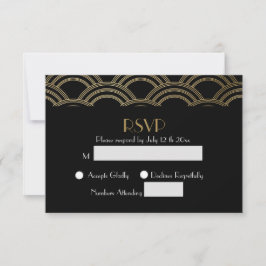 Elegant Gatsby Art Deco Guld Bröllop RSVP OSA Kort