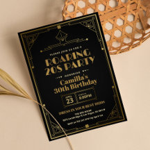 Elegant Gatsby Art Deco Roaring 20:e svarta Guld