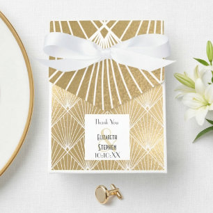 Elegant Gatsby Art Deco Vit & Guld Bröllop Presentaskar