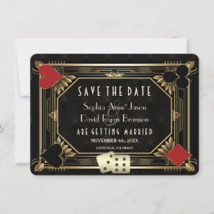 Elegant Gatsby Casino Royale Vegas Poker Bröllop Spara Datumet