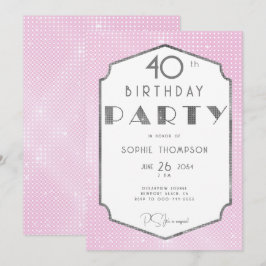 Elegant Gatsby White Guld Rosa Deco 40 Birthday Inbjudningar