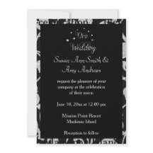 Elegant Gay Black and Silver bröllopsinbjudan