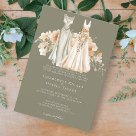 Elegant Gay Bröllop 2 Brides in Dacks Inbjudningar