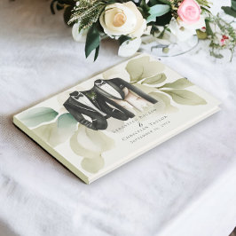 Elegant Gay Bröllop 2 Grooms i Kostym Gästböcker