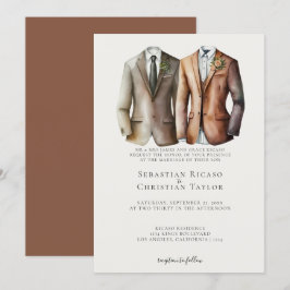 Elegant Gay Bröllop 2 Grooms i Kostym Inbjudningar