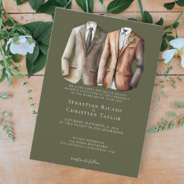 Elegant Gay Bröllop 2 Grooms i Kostym Inbjudningar
