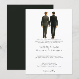 Elegant Gay Bröllop 2 Grooms i Kostym Inbjudningar