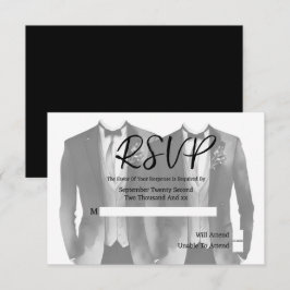 Elegant Gay Bröllop 2 Grooms i Kostym OSA kort