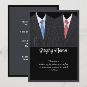 Elegant Gay Bröllop Formal Kostym & Tie Inbjudningar