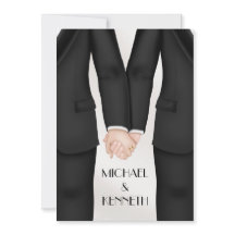 Elegant Gay Bröllop Groom Holding Händer