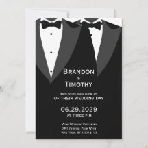 Elegant gay bröllopsinbjudan Black Tie