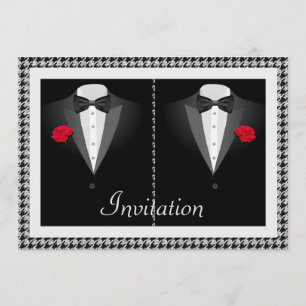 Elegant Gay bröllopsinbjudan med två Tuxedos Inbjudningar