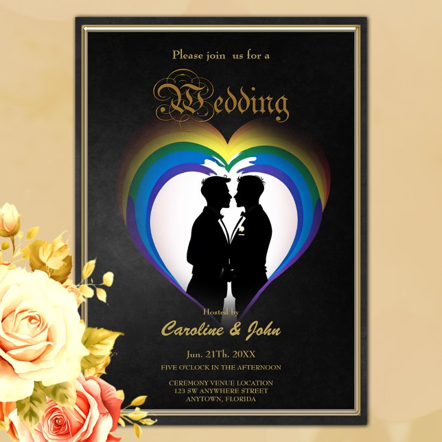 Elegant gay silhouettes inbjudningar (Gay Wedding)