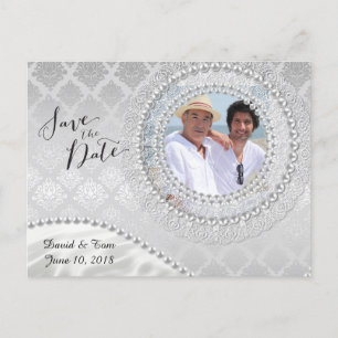Elegant Gay Silverbröllop Save the Date Meddelande Vykort