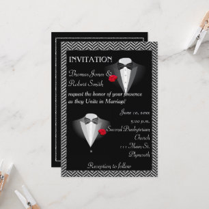 Elegant Gay Tuxedo-bröllopsinbjudan Inbjudningar