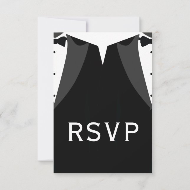 Elegant Gay Wedding RSVP Card Black Tie OSA Kort (Baksida)