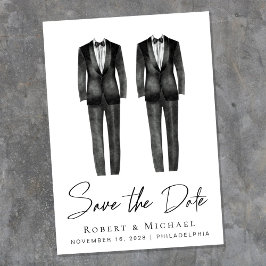 Elegant gaybröllop tuxedo akvarell spara datumet