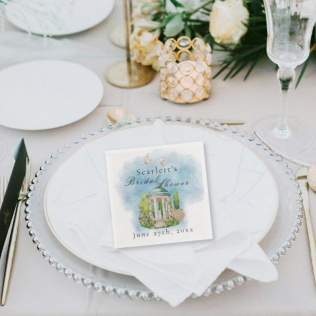 Elegant Gazebo doves Möhippa blommor Pappersservett (Skapare uppladdad)