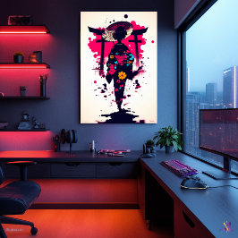 Elegant Geisha under Torii-grinden Poster