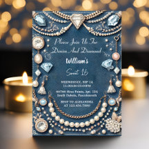 Elegant Gem Bling Denim och Diamonds Sweet 16