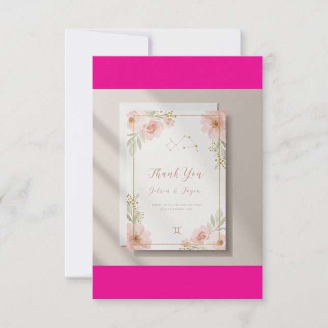 Elegant Gemini Bröllop Tackkort Tack Kort (Framsida)