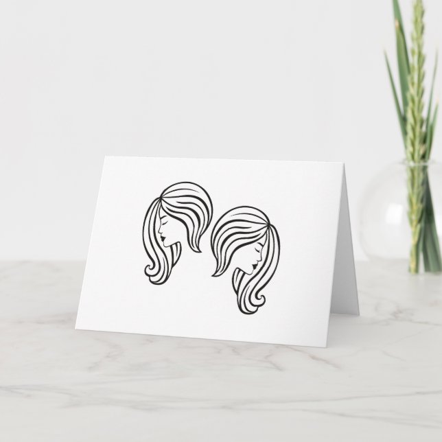 Elegant Gemini Zodiac Sign Modern Line Art Kort (Framsida)