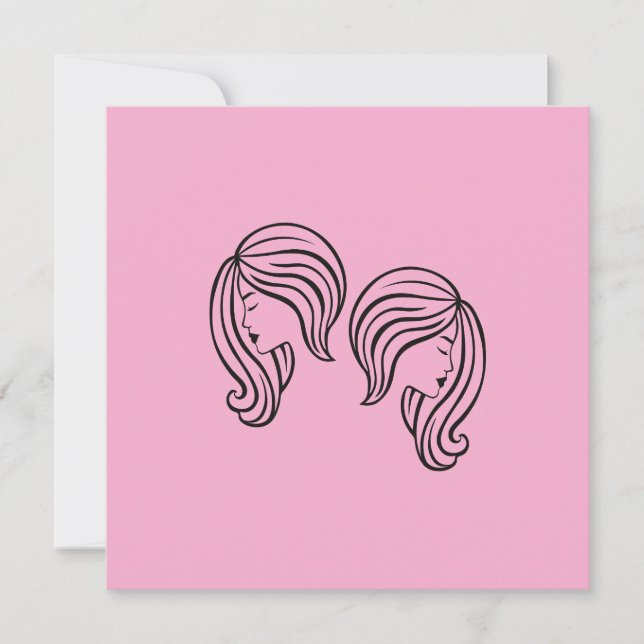 Elegant Gemini Zodiac Sign Modern Line Art Kort (Framsida)
