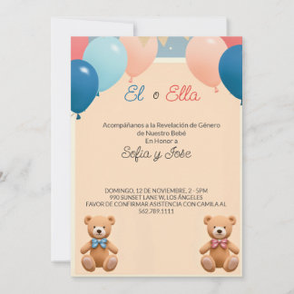 Elegant Gender Reveal bjudan på spanska Inbjudningar