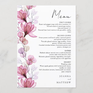 Elegant genomskinlig dammig ros blomstermässa meny