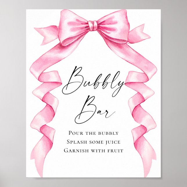Elegant Gentle Rosa Bow Möhippa BubLY Pub Poster (Framsidan)