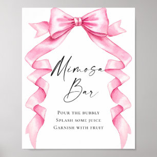Elegant Gentle Rosa Bow Möhippa Mimosa Pub Poster