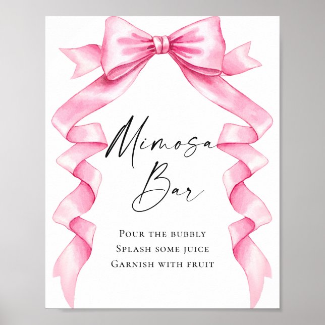 Elegant Gentle Rosa Bow Möhippa Mimosa Pub Poster (Framsidan)