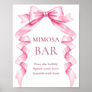 Elegant Gentle Rosa Bow Möhippa Mimosa Pub Poster