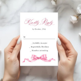 Elegant Gentle Rosa Hand plockade Bow Bröllop OSA Kort
