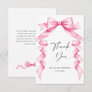 Elegant Gentle Rosa Hand plockade Bow Bröllop Tack Kort
