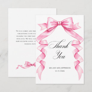 Elegant Gentle Rosa Hand plockade Bow Bröllop Tack Kort