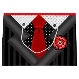 Elegant gentleman i svart vit och rött