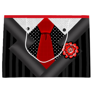 Elegant gentleman i svart vit och rött