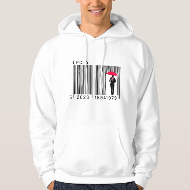 Elegant gentleman Man Holding an Parbrella Barcode Hoodie (Framsida)