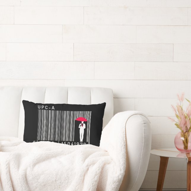 Elegant gentleman Man Holding an Parbrella Barcode Lumbarkudde (Soffa)