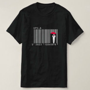 Elegant gentleman Man Holding an Parbrella Barcode T Shirt