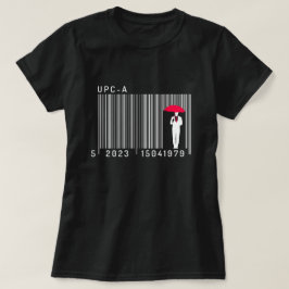 Elegant gentleman Man Holding an Parbrella Barcode T Shirt