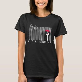 Elegant gentleman Man Holding an Parbrella Barcode T Shirt